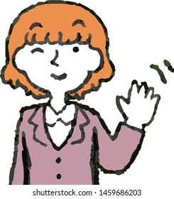 This is a illustration of a cute bob cut business woman face and pose.