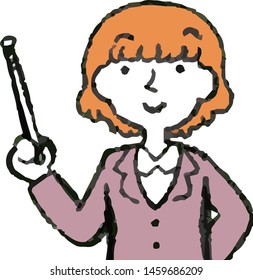 This is a illustration of a cute bob cut business woman face and pose.