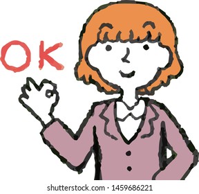 This is a illustration of a cute bob cut business woman face and pose.