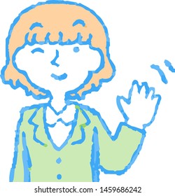 This is a illustration of a cute bob cut business woman face and pose.