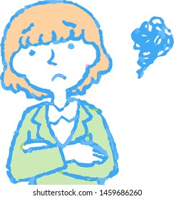 This is a illustration of a cute bob cut business woman face and pose.