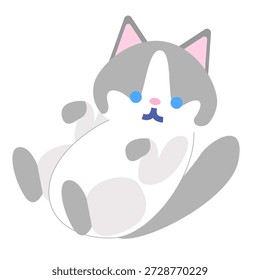 This is an illustration of a cute cat character lying down.