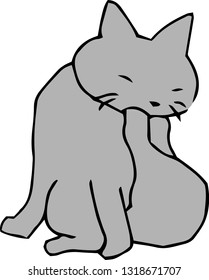 This is an illustration of a cute cat handwritten.