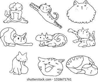 Doodle Cute Cats Background Stock Vector (Royalty Free) 101702278