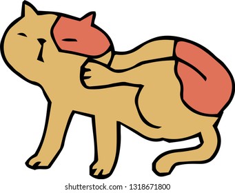 This is an illustration of a cute cat handwritten.