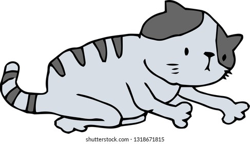 This is an illustration of a cute cat handwritten.