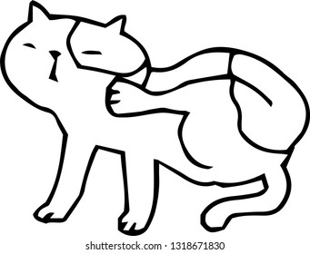 This is an illustration of a cute cat handwritten.
