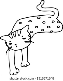 This is an illustration of a cute cat handwritten.