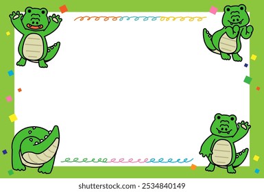 This is an illustration of a cute crocodile frame.