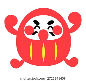 Esta é uma ilustração de uma boneca Daruma bonito se divertindo e olhando muito feliz.