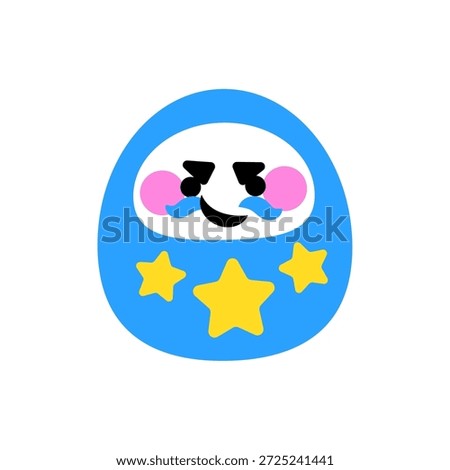 This is an illustration of a cute Daruma doll with a satisfied expression and a star pattern.