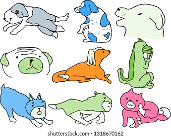This is an illustration of a cute dog handwritten.