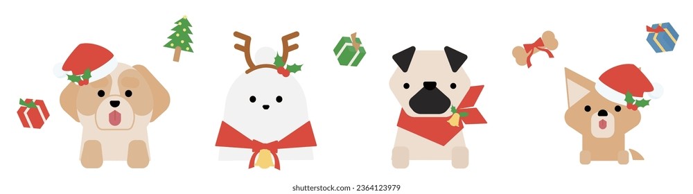 Esta es una ilustración del set E del cuerpo superior del perro lindo (Navidad).