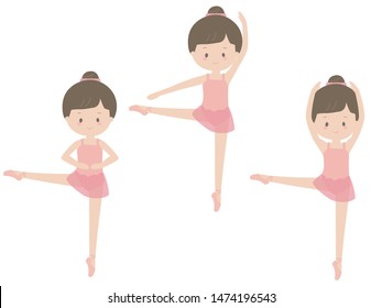This is an illustration of a cute girl doing a ballet lesson.