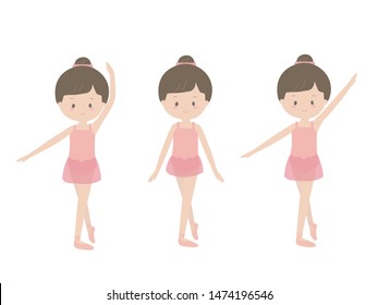 This is an illustration of a cute girl doing a ballet lesson.