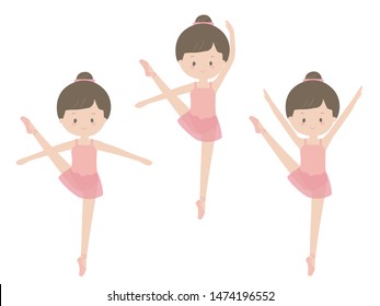 This is an illustration of a cute girl doing a ballet lesson.