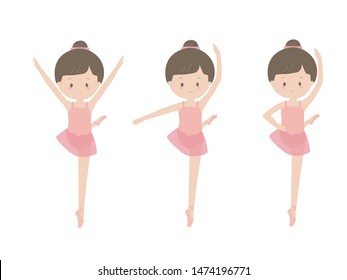 This is an illustration of a cute girl doing a ballet lesson.