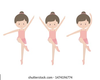 This is an illustration of a cute girl doing a ballet lesson.
