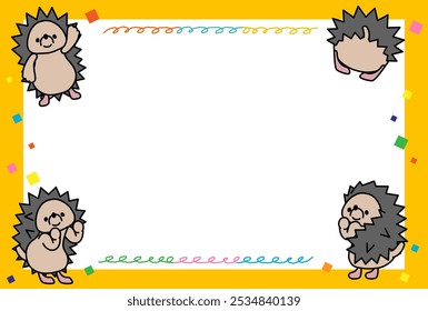 This is an illustration of a cute hedgehog frame.