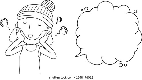 This is an illustration of a cute lady who is washing the face with Bubble Callout.