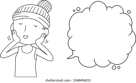 This is an illustration of a cute lady who is washing the face with Bubble Callout.