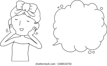 This is an illustration of a cute lady who is washing the face as after bathing with Bubble Callout.