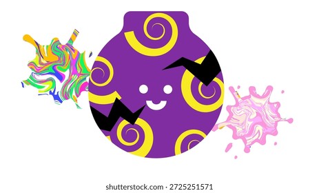 Esta es una ilustración de un lindo personaje monstruoso que lleva un patrón venenoso.