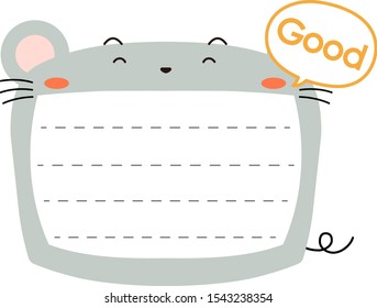 This is a illustration of Cute mouse noteboard