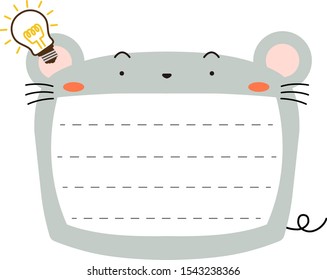 This is a illustration of Cute mouse noteboard