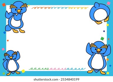 This is an illustration of a cute penguin frame.