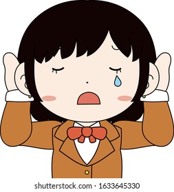 This is a illustration of Cute pose of cute Brown hair schoolgirl Upper body
