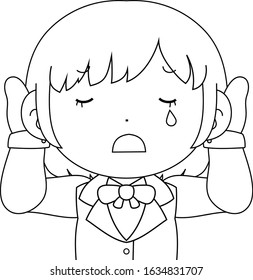 This is a illustration of Cute pose of cute Brown hair schoolgirl Upper body