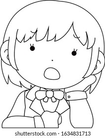 This is a illustration of Cute pose of cute Brown hair schoolgirl Upper body