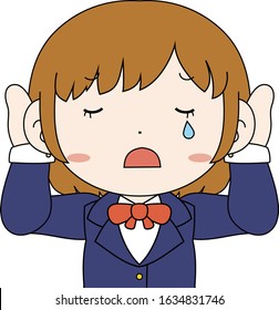 This is a illustration of Cute pose of cute Brown hair schoolgirl Upper body