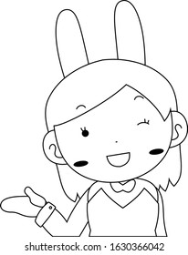 This is a illustration of Cute pose of cute bunny girl Upper body 