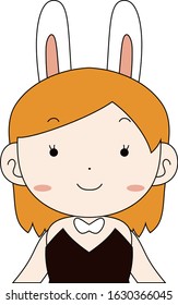 This is a illustration of Cute pose of cute bunny girl Upper body 