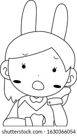 This is a illustration of Cute pose of cute bunny girl Upper body 