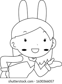 This is a illustration of Cute pose of cute bunny girl Upper body 