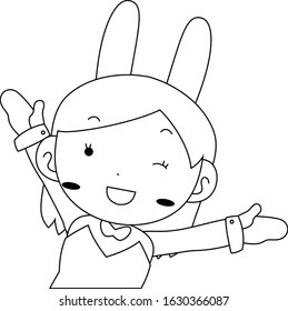 This is a illustration of Cute pose of cute bunny girl Upper body 