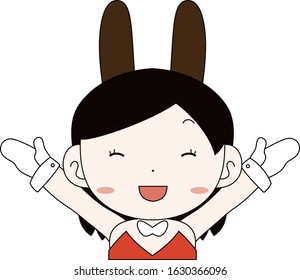This is a illustration of Cute pose of cute bunny girl Upper body 
