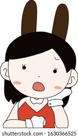 This is a illustration of Cute pose of cute bunny girl Upper body 