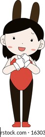 This is a illustration of Cute pose of cute bunny girl