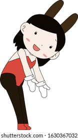 This is a illustration of Cute pose of cute bunny girl