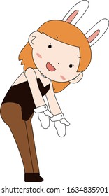 This is a illustration of Cute pose of cute bunny girl