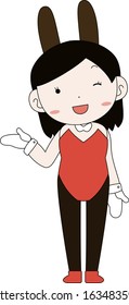 This is a illustration of Cute pose of cute bunny girl