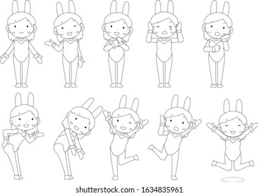 This is a illustration of Cute pose of cute bunny girl