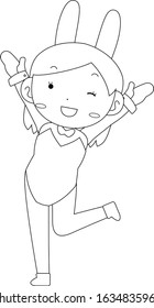This is a illustration of Cute pose of cute bunny girl