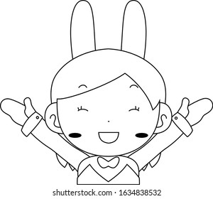 This is a illustration of Cute pose of cute bunny girl Upper body 