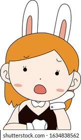 This is a illustration of Cute pose of cute bunny girl Upper body 