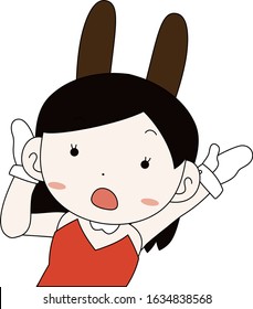 This is a illustration of Cute pose of cute bunny girl Upper body 